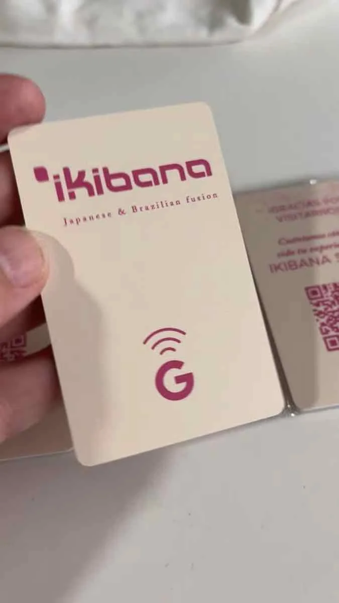 Close-up of a personalized NFC card for Ikibana