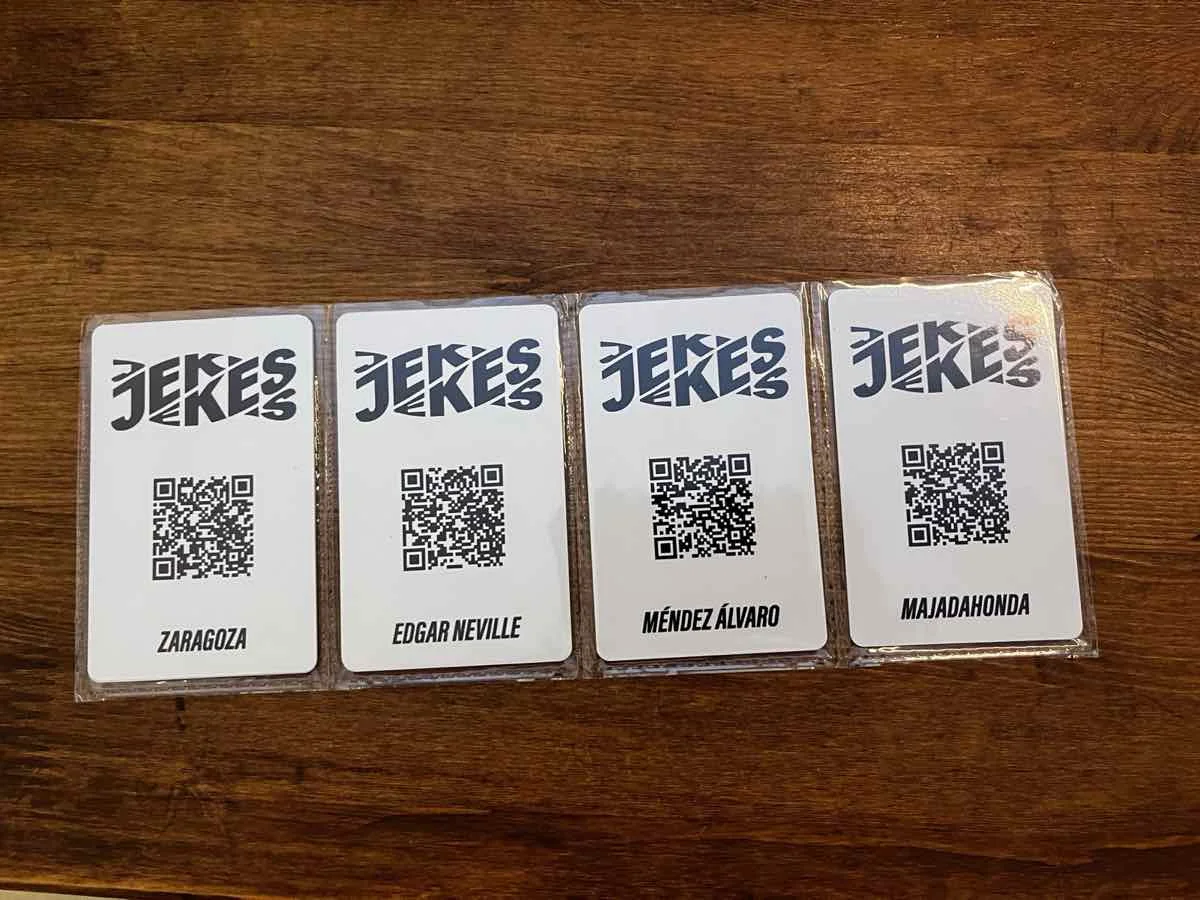 Personalized NFC cards for Jekes, one per location